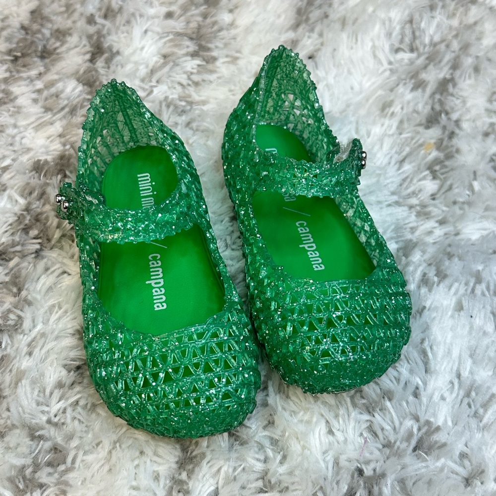 Mini Melissa Glittery Emerald Kids Dress Shoes - Picture 2 of 3